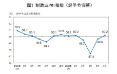 统计局：6月官方制造业PMI为50.2% 重回临界点以